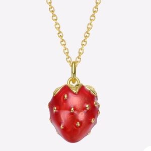 Gold Strawberry Pendant Necklace 14k Gold plated BNWB